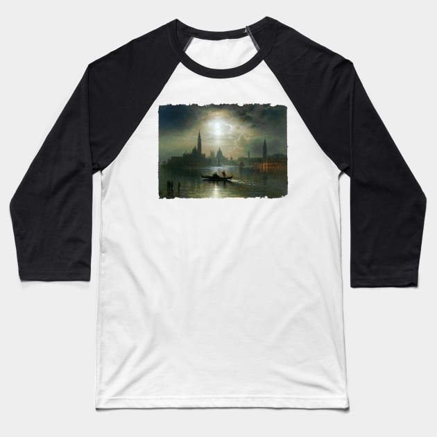 Venice, Full Moon over Santa Maria Salude Baseball T-Shirt by UndiscoveredWonders